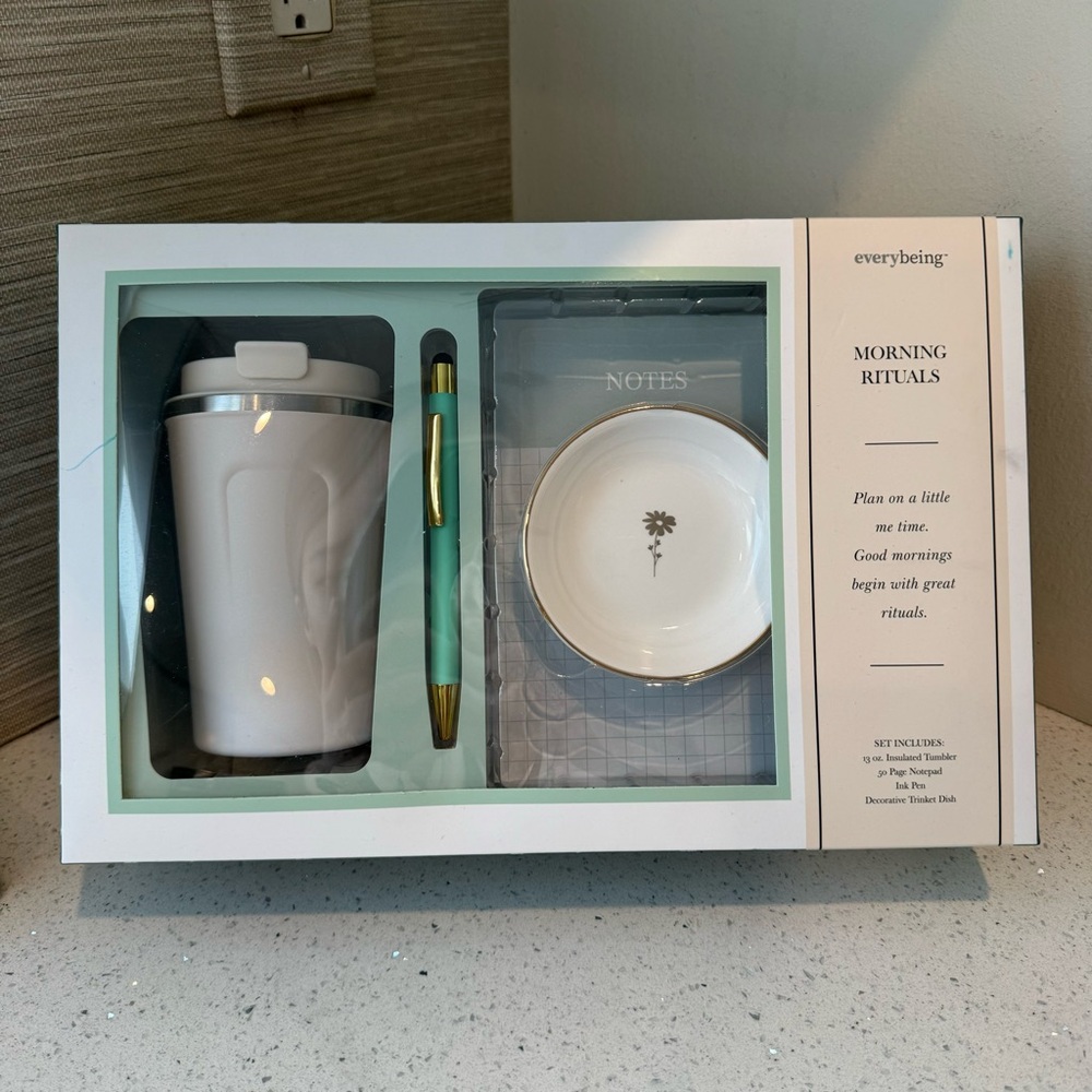 ☀️ Everybeing Morning Rituals AM Gift Set (Tumbler, notepad, Ink Pen, Dish) ☀️